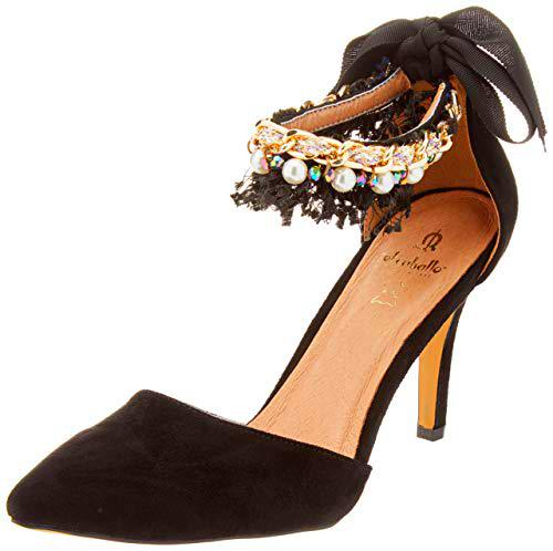 El Caballo Coria, Zapato de tacón Mujer, Negro, 39 EU