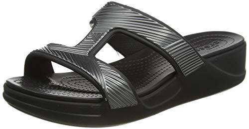 Crocs Monterey Metallic WgFpW, Wedge Mujer, Black, 37/38 EU