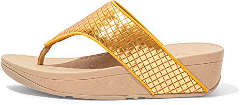 Fitflop Olive Toe Post-Metallic Raffia, Chanclas Mujer