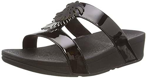 Fitflop Lottie H Bar Slide-Jungle Leaf Trim, Sandalias deslizantes Mujer