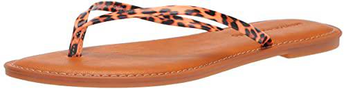 Amazon Essentials Sal Thong Sandal Sandalia Plana, Leopardo PU, 43.5 EU