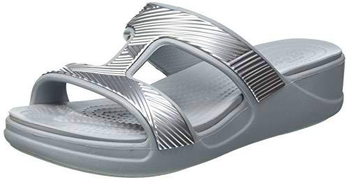 Crocs Monterey Metallic Sowdg W, Sandalias Mujer, Light Grey, 38/39 EU