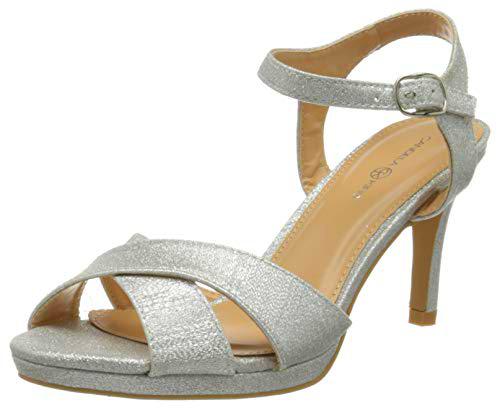 Candela Kirs Lazo, Zapato de tacón Mujer, Plata, 38 EU