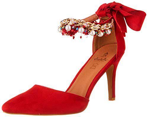 El Caballo Coria, Zapato de tacón Mujer, Rojo, 38 EU