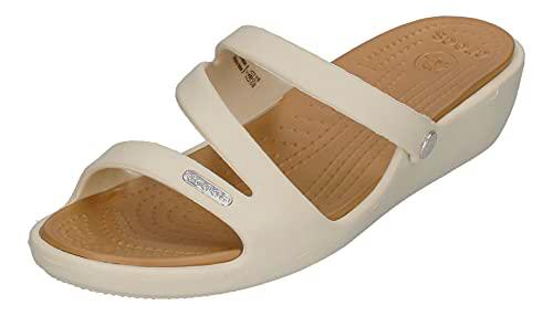 Crocs Patricia Mujer Zapatillas, Blanco (Oyster/Gold 13S), 42/43 EU