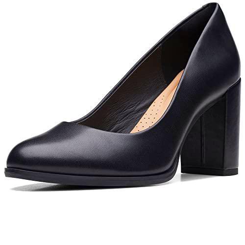 Clarks Freva85 Court, Zapatos de tacón Mujer, Black Leather, 41 EU