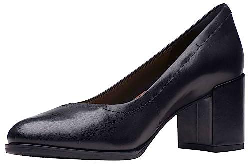 Clarks Freva55 Court, Bomba Mujer, Piel Negra, 39 EU