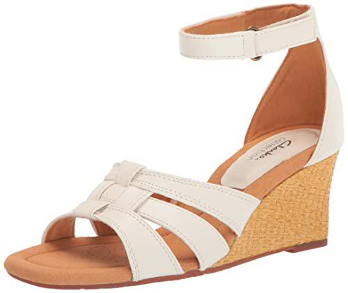 Clarks Kyarra Joy, Sandalias Mujer, Piel Blanca, 42 EU