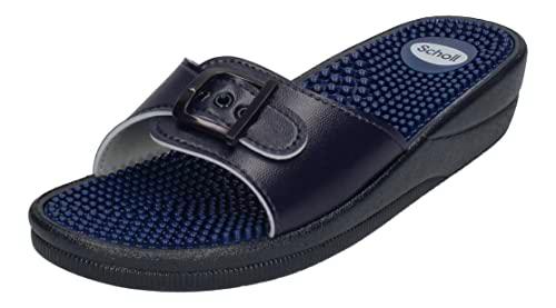 Scholl New Massage , Sandal Mujer, Azul Marino, 37 EU