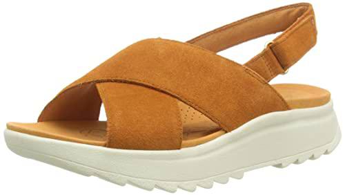 Clarks Dashlite Wish, Sandalia Mujer, Dark Tan Suede, 38 EU