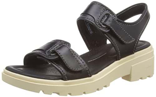 Clarks Coast Daisy, Sandalia Mujer, Piel Negra, 40 EU