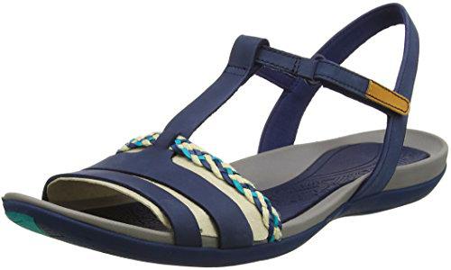 Clarks Tealite Grace, Sandalias con Tira Vertical para Mujer Azul Navy, 41 EU