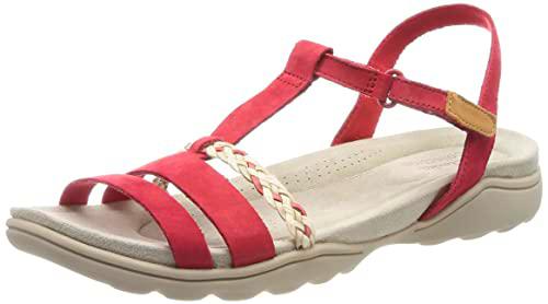 Clarks Amanda Tealite, Sandalias Deportivas Mujer, Nobuck Red, 42 EU