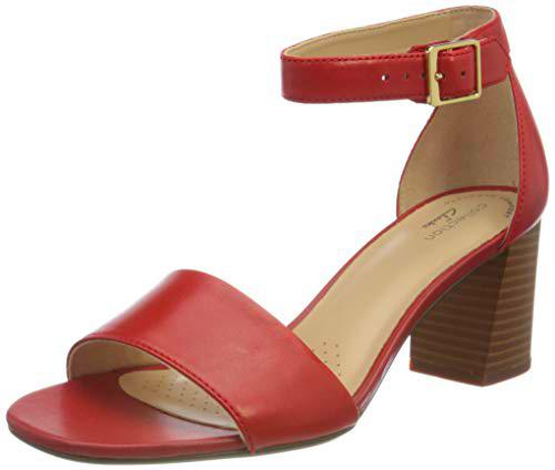 Clarks Jocelynne CAM, Bomba Mujer, Piel roja, 39 EU