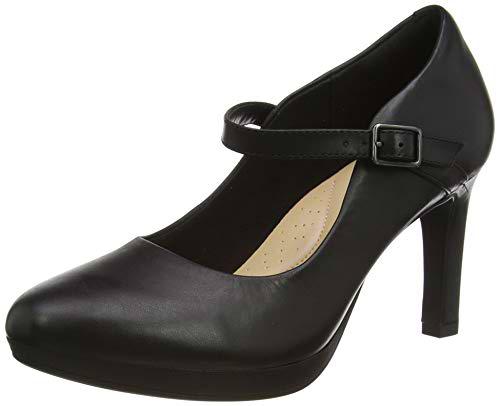 Clarks Ambyr Shine, Bomba Mujer, Piel Negra, 41 EU