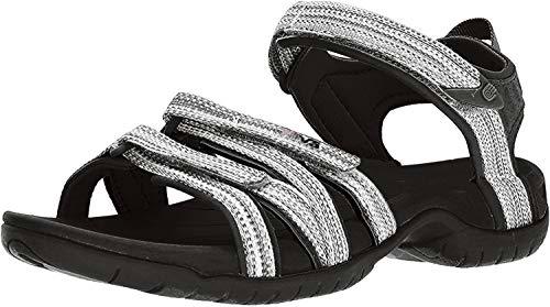 Teva Tira, Sandalias de Punta Descubierta Mujer, Negro (Black/White Multi Bwml), 38 EU